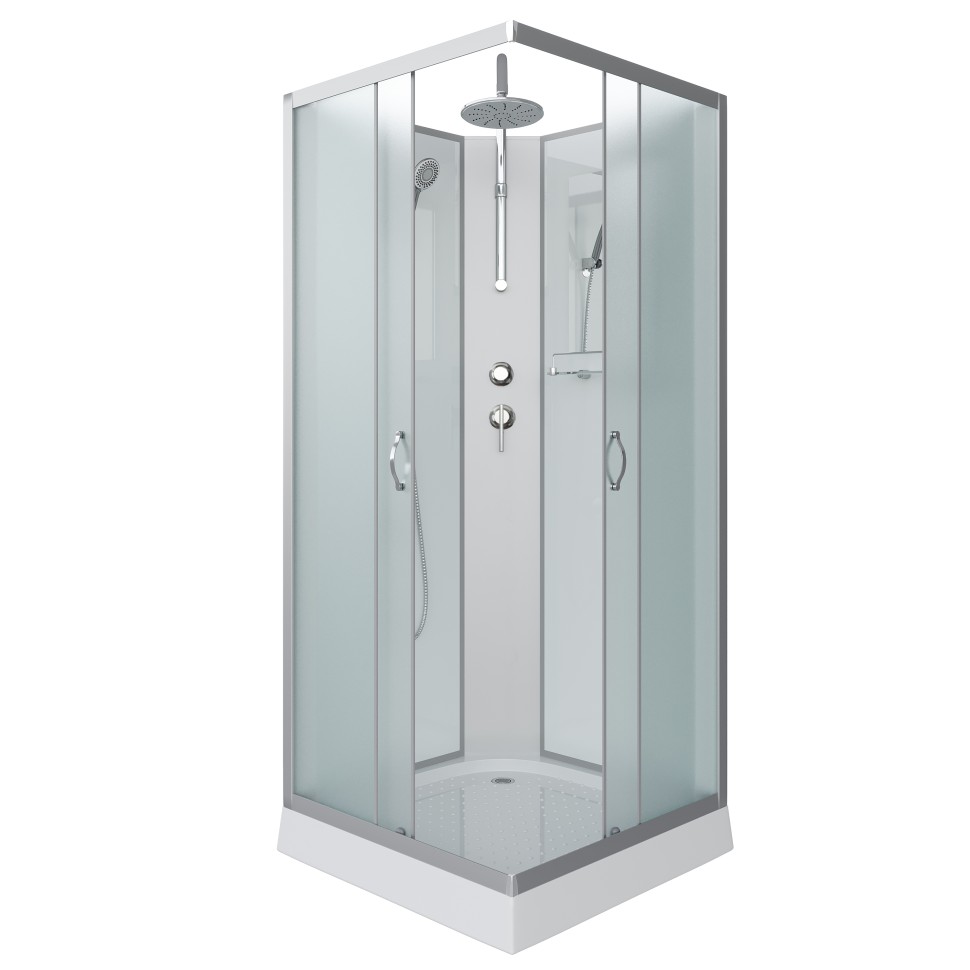 Душевая кабина Niagara Classic NG-1101-14BKT (90х90х210) низкий поддон(13см),стекло матовое,3 места с полкой
