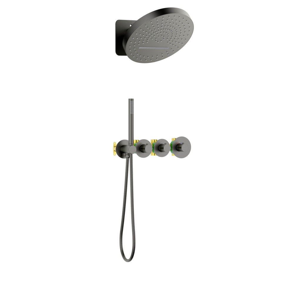 Душевая система встроенная с термостатом Timo Saona SX-2329/18SM черное золото