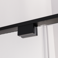 Душевая дверь распашная Veconi Premium Alassio BB, 1400х2000, черный матовый, стекло черное