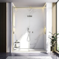 Душевая дверь Veconi Vianno VN-75G, 1500x2000, золото брашинг, стекло прозрачное