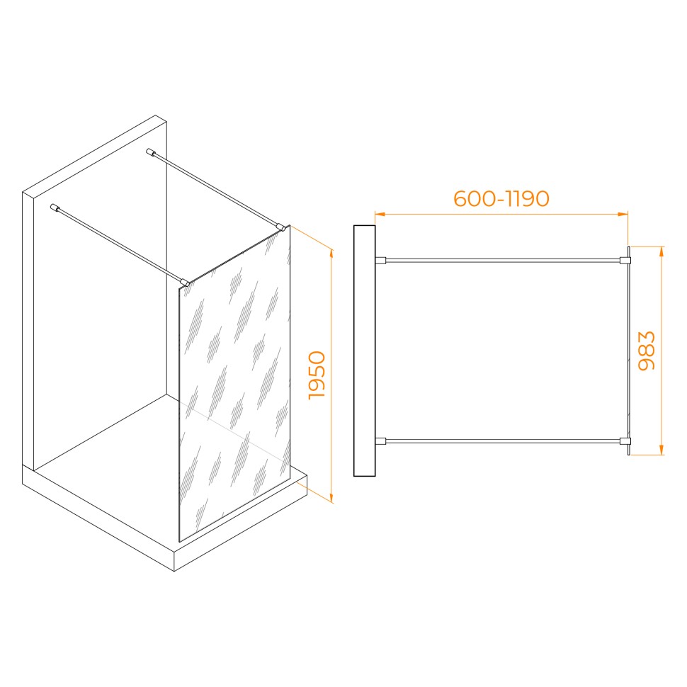 Душевая перегородка RGW WA-016 (Прозрачное, 1000)