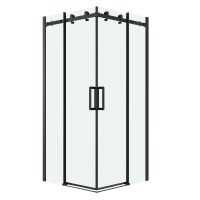 Душевое ограждение Grossman Classic 300.K33.04.9090.21.00 (90х90х195) квадрат,раздвижная,черный матовый,стекло прозрачное, 2 места