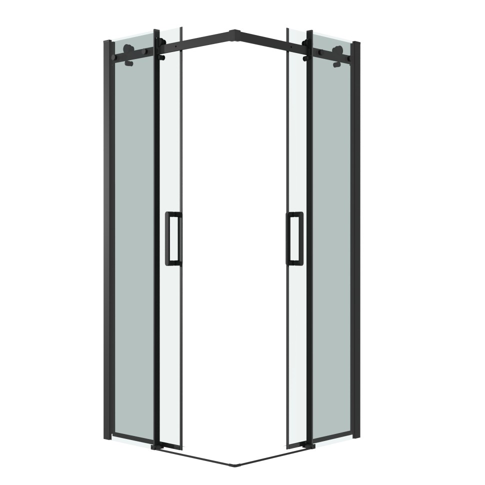 Душевое ограждение Grossman Classic 300.K33.04.9090.21.00 (90х90х195) квадрат,раздвижная,черный матовый,стекло прозрачное, 2 места