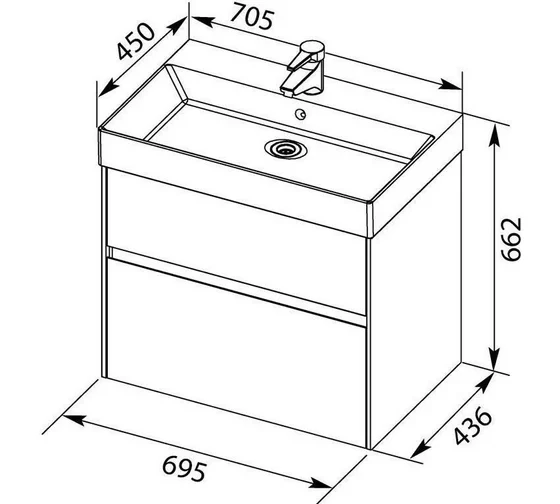 Тумба с раковиной Aquanet Бруклин 70 белый