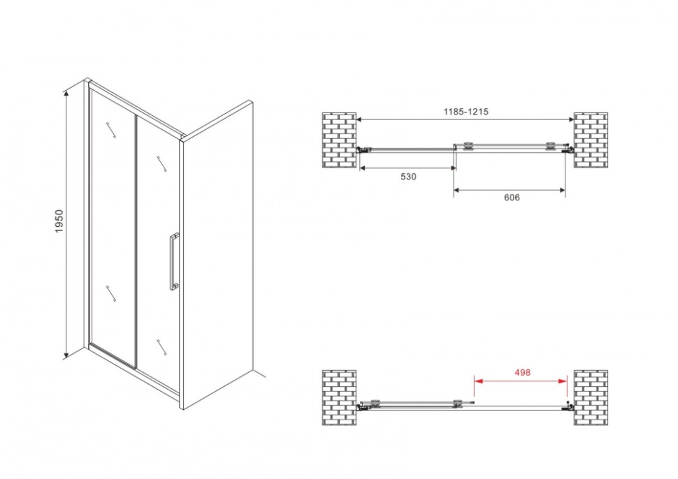 Душевая дверь ABBER Schwarzer Diamant AG30120BMH