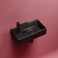 Умывальник подвесной прямоугольный (чаша справа, отверстие под смеситель слева) цвет черный матовый Element 407x217x100