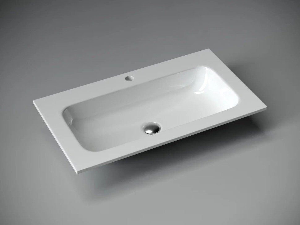 Раковина накладная мебельная Grace прямоугольная, с отверстием под смеситель, 810x457x137 мм, цвет белый