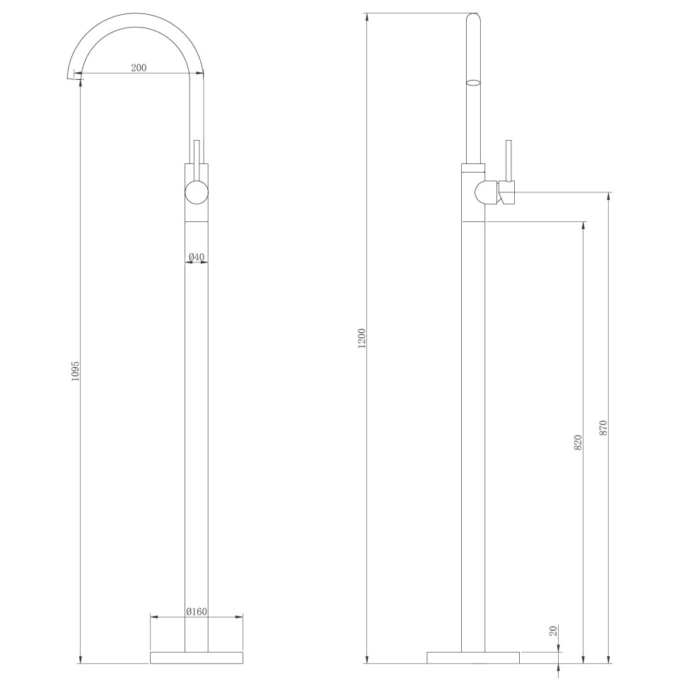 Смеситель ABBER Wasser Kreis AF8141B напольный для раковины, черный матовый