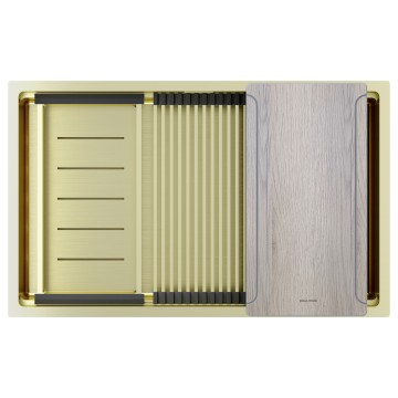 Мойка нерж. сталь NEXT-MULTI SINK 74 UNI, PM787445-LG, светлое золото, 740х450мм, Paulmark