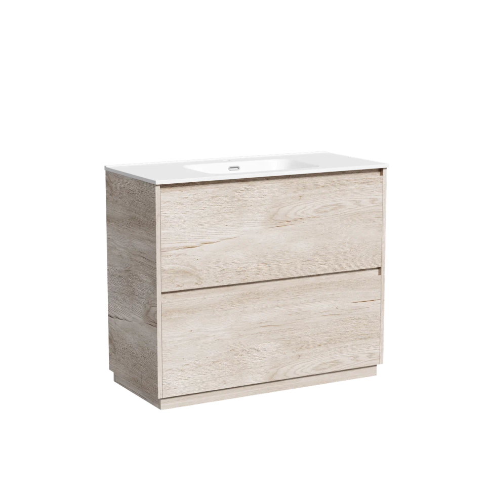 Тумба под раковину SANCOS Libra Floor напольная, 990х450х840, c двумя ящиками оснащенными доводчиками, дуб галифакс натуральный, арт. LB100FEG