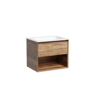 Тумба подвесная SANCOS Marmi 1.0 590х445х520 c одним ящиком оснащенным доводчиками скрытого монтажа и открытой нишей, дуб чарльстон, арт.MR1.060ECH
