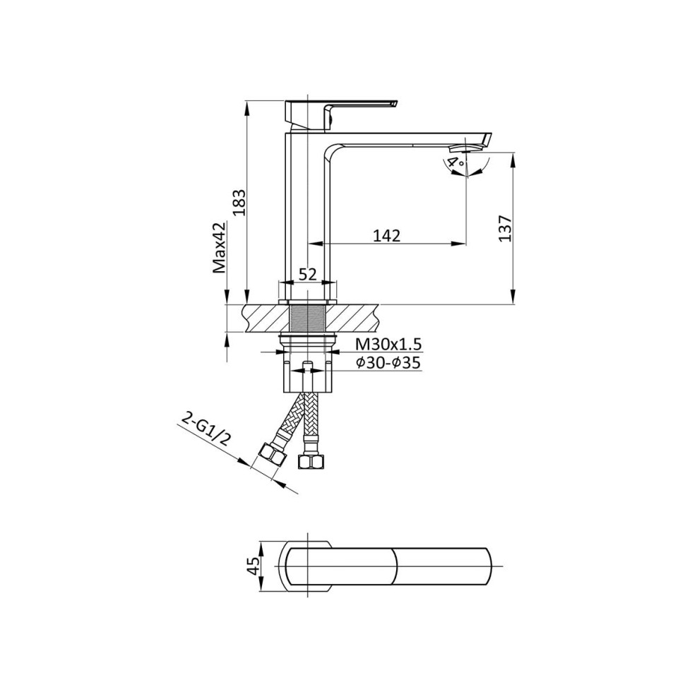 Смеситель для раковины Next VBF-1N1CH однорычажный, хром