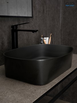 Раковина Gid N9028bg 53380 накладная черная графит 53x36x14