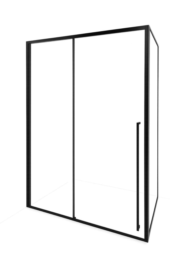 Timo Душевая дверь TDSS-120/03C-8R, раздвиж 1200*2000, проф черный + торцевое стекло TSS-900/03C-8 900*2000, проф черный