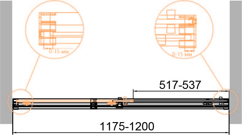 Душевая дверь с доводчиками CEZARES DUET SOFT-BF-1-120-C-Cr