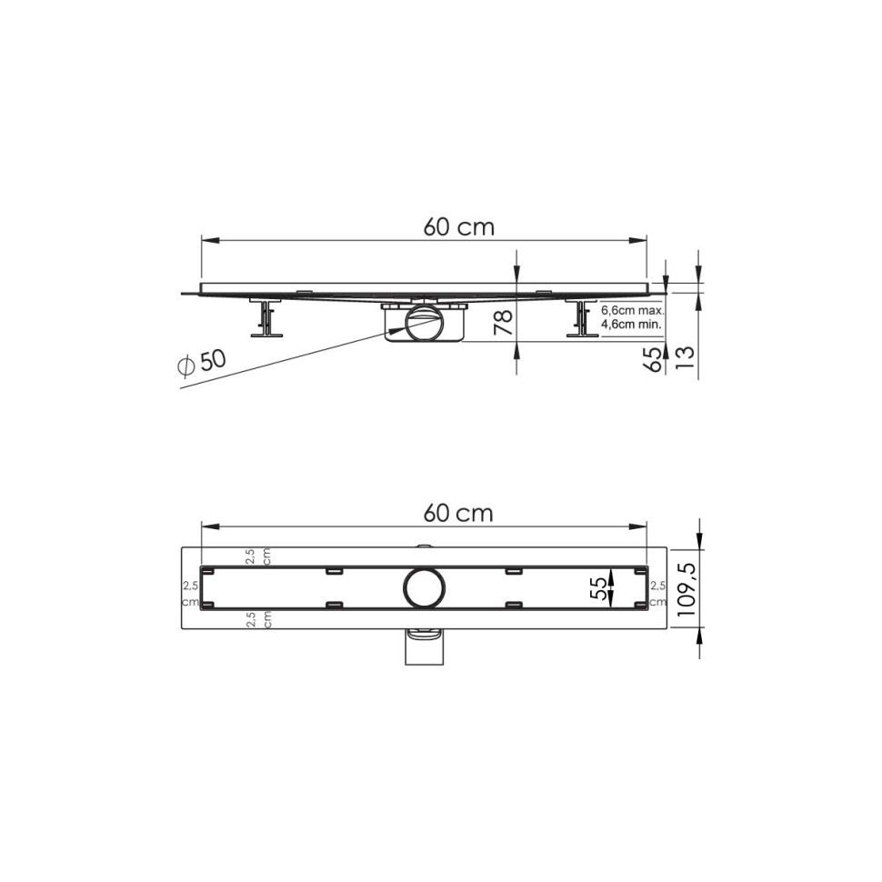 Душевой лоток SAY ALMIRA JASMIN 605.60.P.PITI, 60 см, хром
