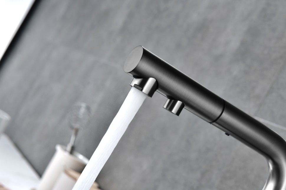 Смеситель для кухни SERPENTINE, вороненая сталь, Se213222-GM, Paulmark