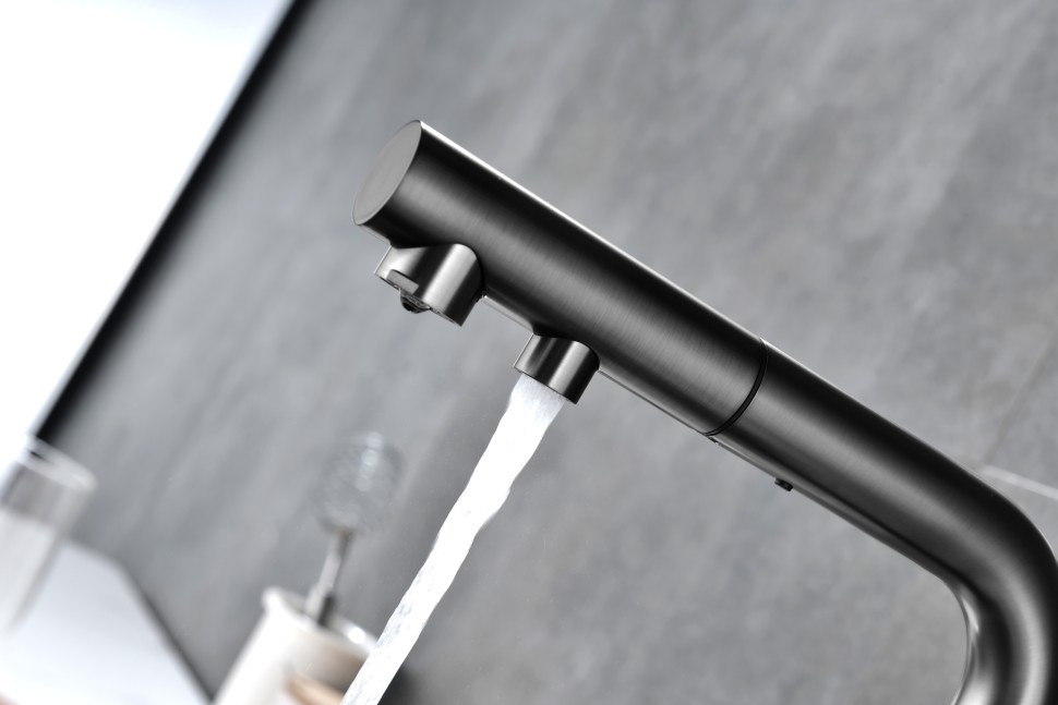 Смеситель для кухни SERPENTINE, вороненая сталь, Se213222-GM, Paulmark