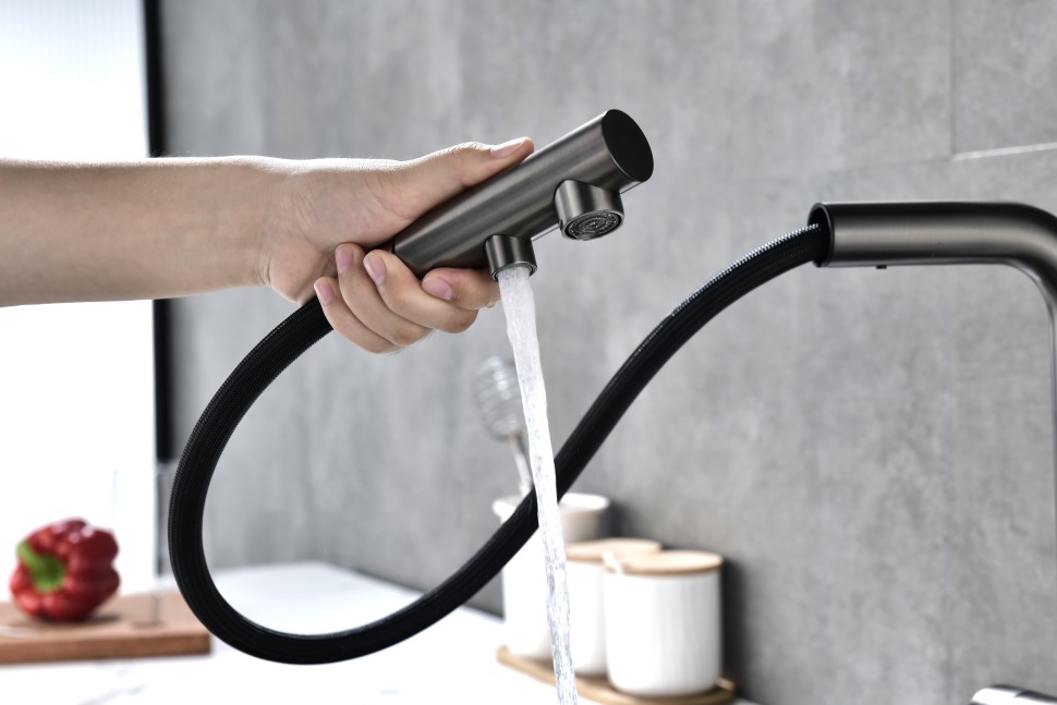 Смеситель для кухни SERPENTINE, вороненая сталь, Se213222-GM, Paulmark