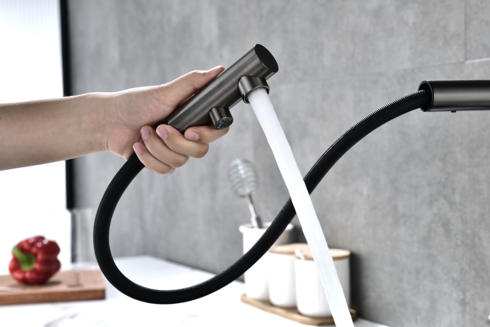 Смеситель для кухни SERPENTINE, вороненая сталь, Se213222-GM, Paulmark