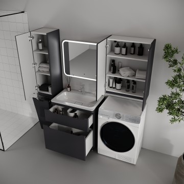 Тумба напольная STYLELINE "Марелла 70" (2 ящ.) Люкс Плюс антискрейтч графит под раковину Марелла Люкс 700х400