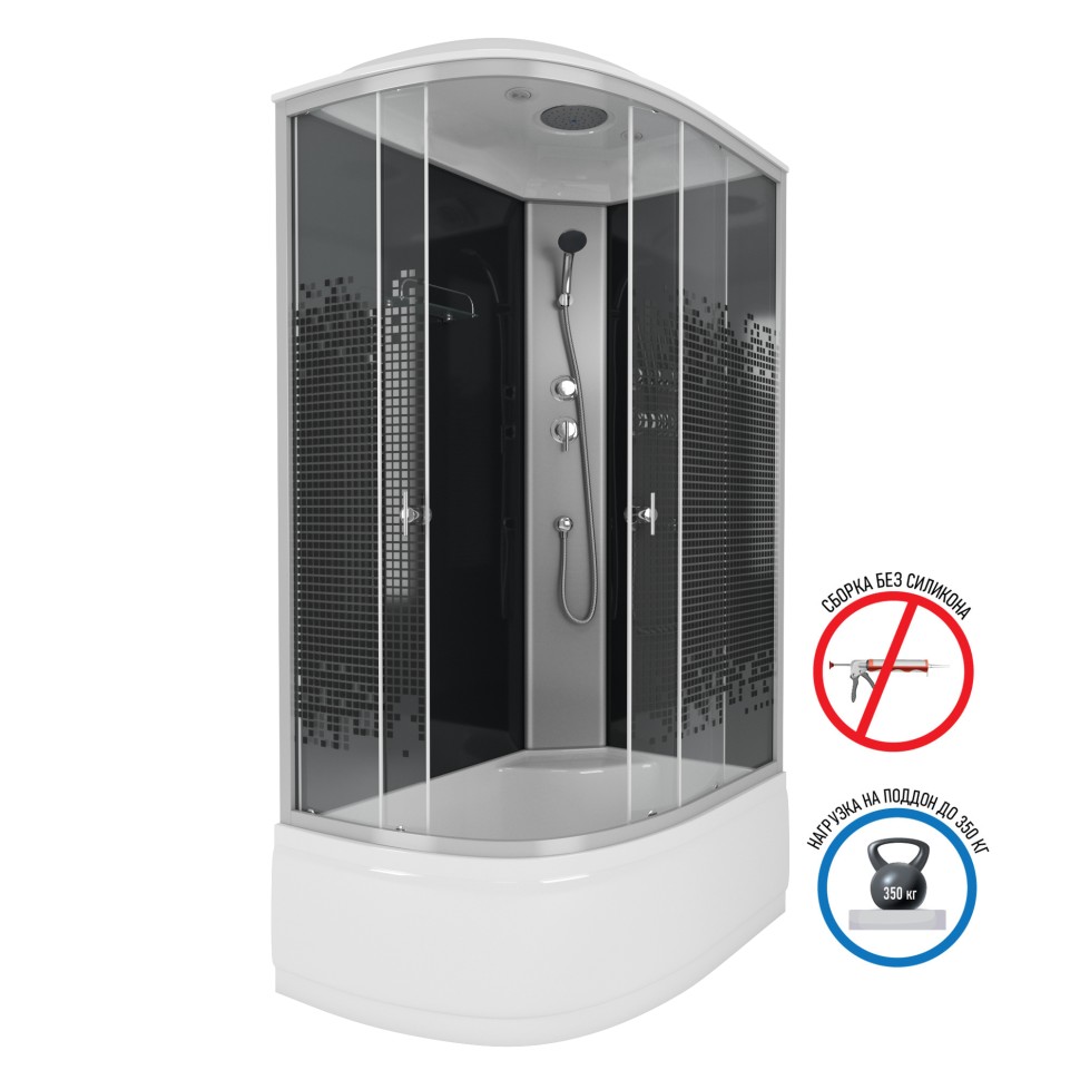 Душевая кабина Niagara Eco NG-7510-14R BLACK (120х80х215) высокий поддон(40см),стекло мозаика,4 места