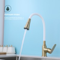 Смеситель Splenka для кухни с гибким изливом S41.43.03 Золотой сатин