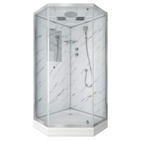 Душевая кабина Niagara Luxe NG-7702DM (100x100х210) низкий поддон(15см),дверь распашная,стенки мрамор,3 места