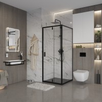 Душевое ограждение Niagara Nova NG-83-8AB-A100B (80х100х195) прямоугольник,черный,дверь распашная,стекло прозрачное,2 места