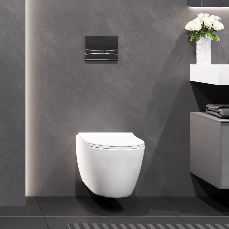 Унитаз подвесной BERGES OKUS 48 см., сиденье дюропласт Toma Slim SO, микролифт, быстросъем