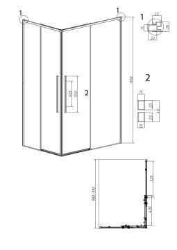 1/2 душевого ограждения Grossman Galaxy 1/2.K33.01.10.10.00 (100х195) хром,стекло прозрачное, 1 место