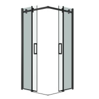 Душевое ограждение Grossman Classic 300.K33.04.1010.21.00 (100х100х195) квадрат,раздвижная,черный матовый, стекло прозрачное, 2 места