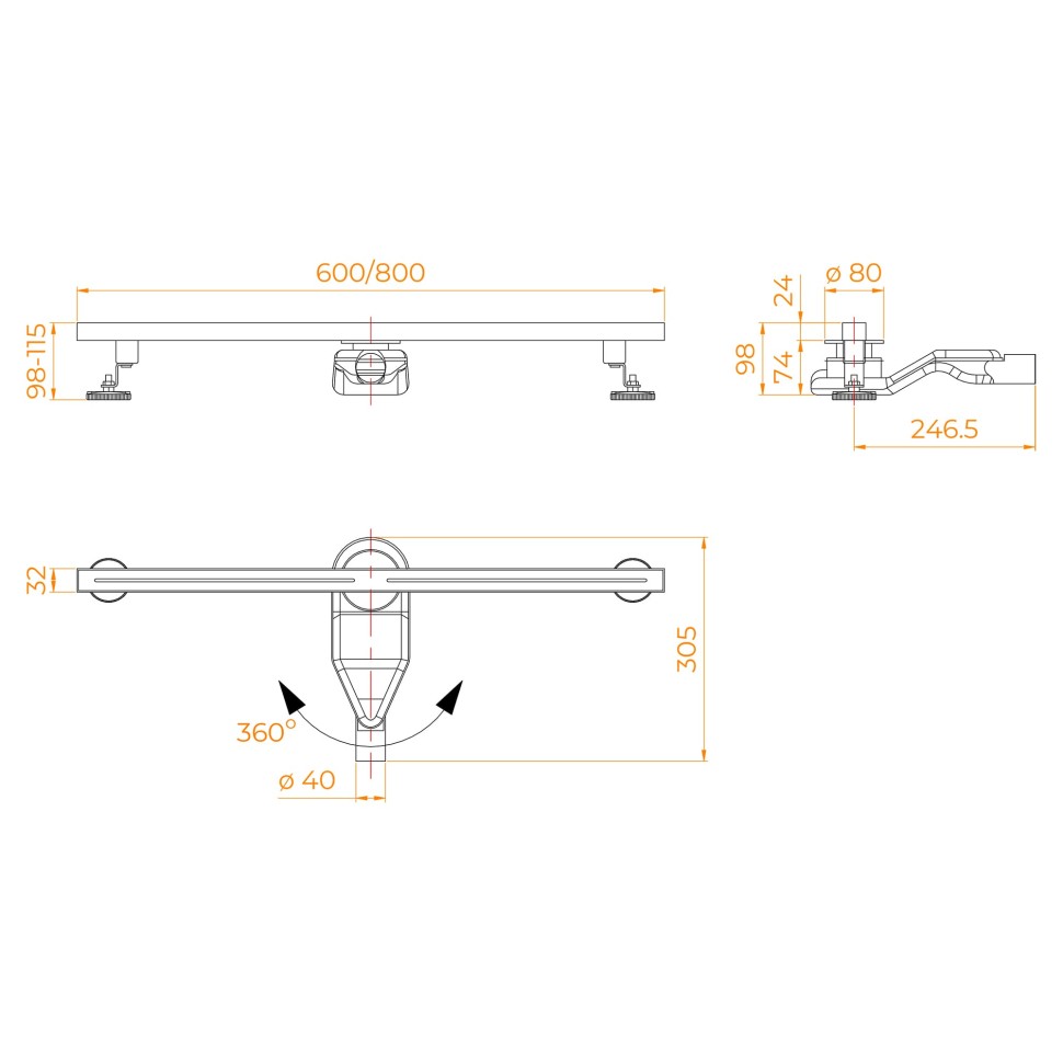 Душевой трап RGW SDR-52Gr (800)