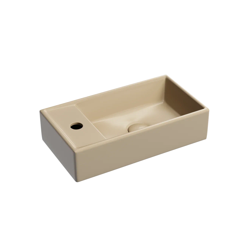 Умывальник подвесной прямоугольный (чаша справа, отверстие под смеситель слева) цвет капучино матовый Element 407x217x100
