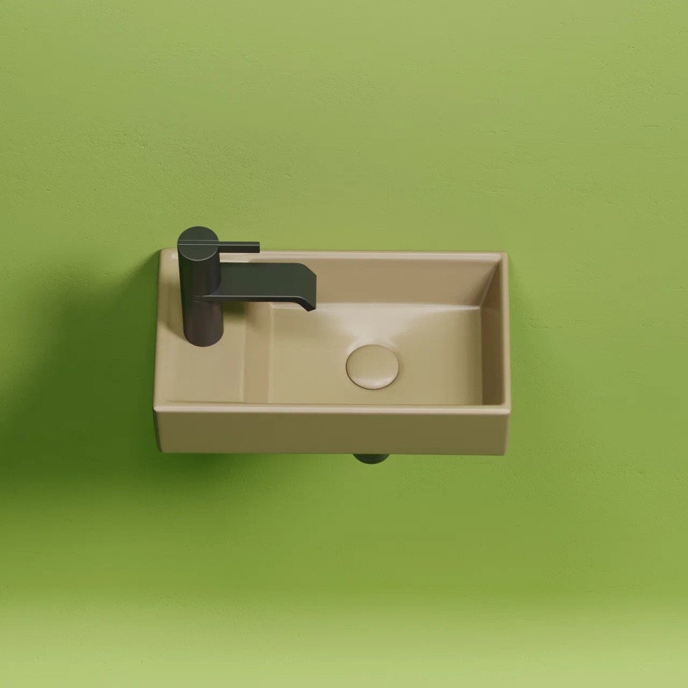 Умывальник подвесной прямоугольный (чаша справа, отверстие под смеситель слева) цвет капучино матовый Element 407x217x100