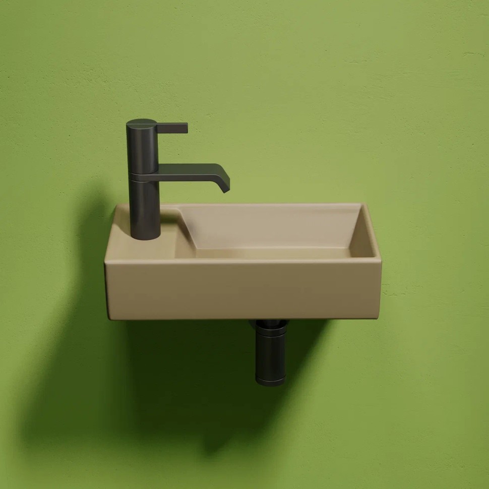 Умывальник подвесной прямоугольный (чаша справа, отверстие под смеситель слева) цвет капучино матовый Element 407x217x100