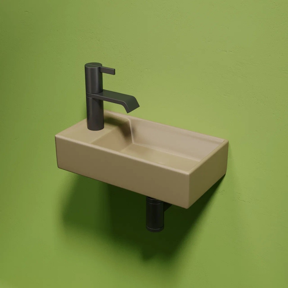 Умывальник подвесной прямоугольный (чаша справа, отверстие под смеситель слева) цвет капучино матовый Element 407x217x100