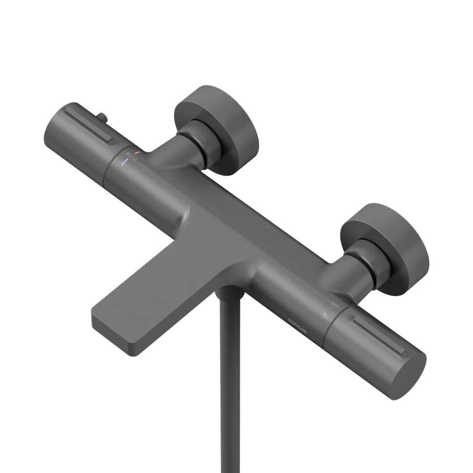 Термостатический смеситель для ванны и душа SANCOS Etna, вороненая сталь, арт. SC9006GG