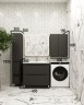 Тумба напольная STYLELINE "Бергамо мини 90" (2 ящ.) Люкс антискрейтч черный, PLUS с раковиной Каре Люкс МИНИ 900х350