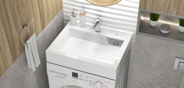 Раковина над стиральной машиной Uperwood Vission 60х50х11 см, белая глянцевая