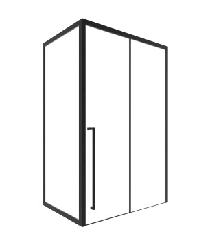 Timo Душевая дверь TDSS-120/03C-8L, раздвиж 1200*2000, проф черный + торцевое стекло TSS-1000/03C-8 1000*2000, проф черный