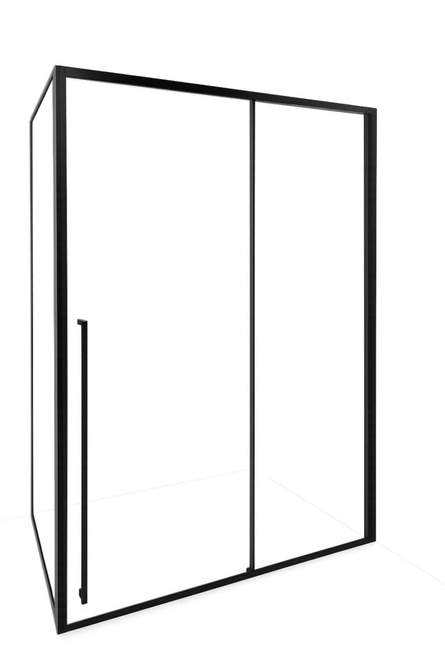 Timo Душевая дверь TDSS-120/03C-8L, раздвиж 1200*2000, проф черный + торцевое стекло TSS-1000/03C-8 1000*2000, проф черный
