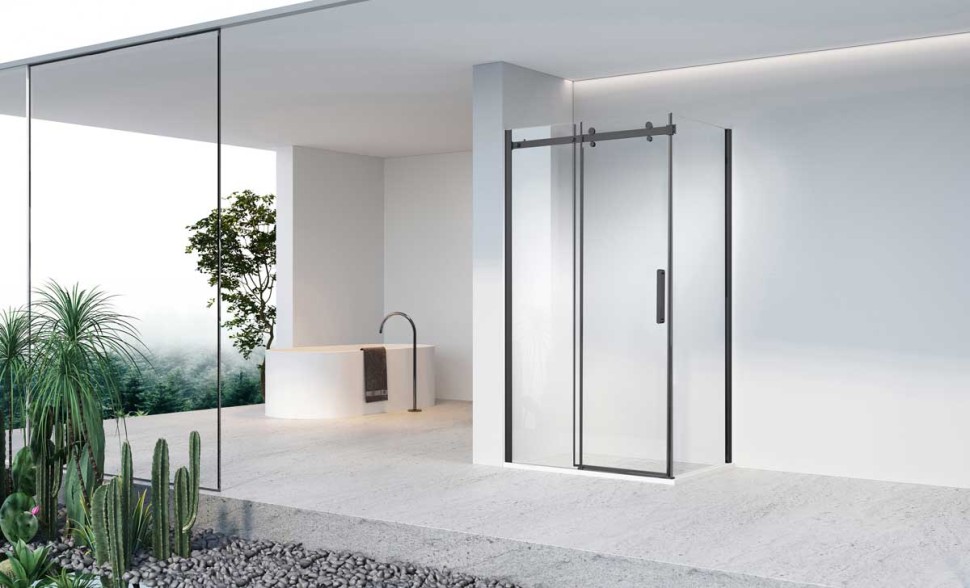 Душевой уголок Como-N VSR-4CN1013CLB, 1300*1000, черный, стекло прозрачное