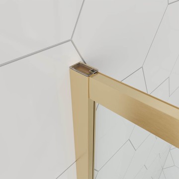 Душевой угол Veconi Ottimo P10 G, 900x900x1900, золото брашинг, стекло янтарное
