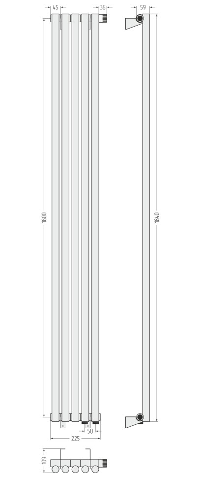 Эстет-1 EU50 правый 1800х225 5 секций
