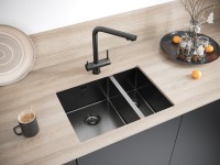 Мойка нерж. сталь GERBERG 59/2S UNI, PM225944-GML, вороненая сталь, левая, PVD, 590х440мм, Paulmark