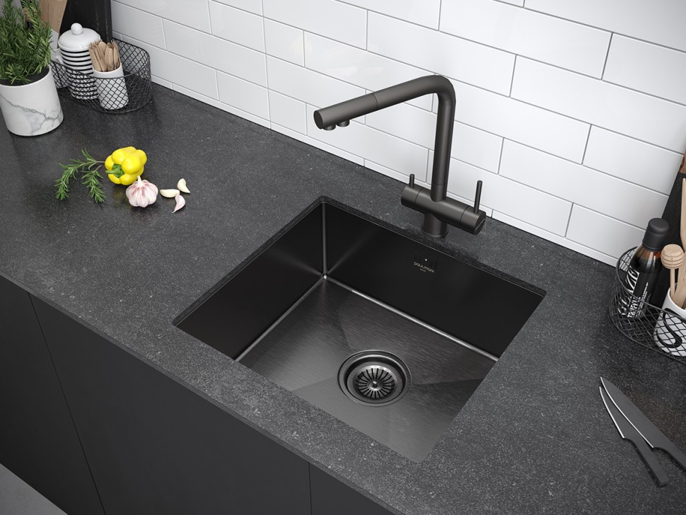 Мойка нерж. сталь VISTA 44, PM304444-GM, вороненая сталь, 440х440мм, Paulmark