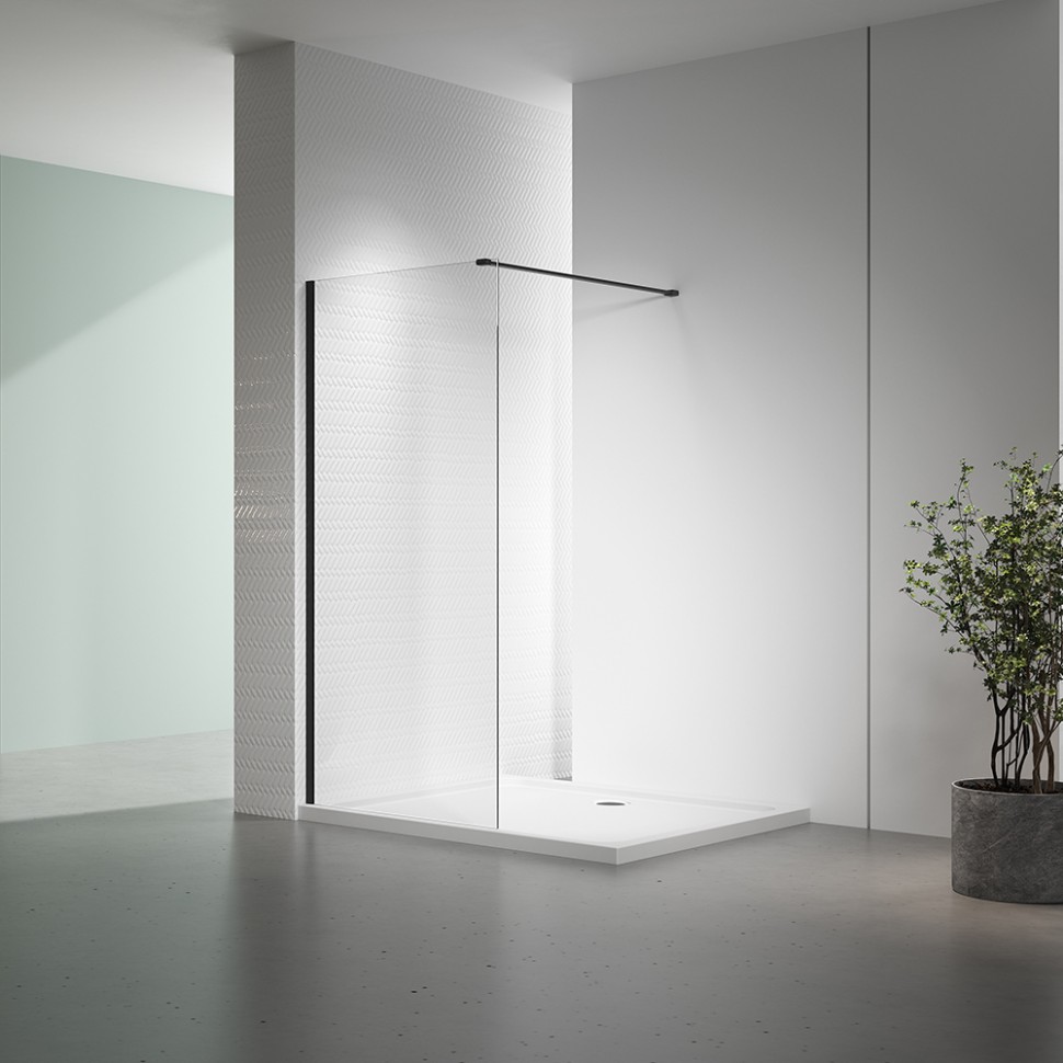 Душевая перегородка Veconi Korato KR-72B, 900x2000, черный, стекло прозрачное