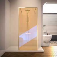 Душевая перегородка Veconi Korato KR-90GC, 1000x2000, брашированное золото, стекло хамелеон