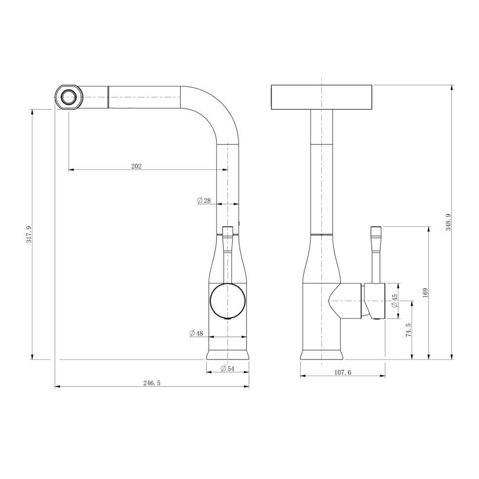 Смеситель Splenka для кухни с мультифункциональным и выдвижным изливом S206.49.03 Золотой сатин